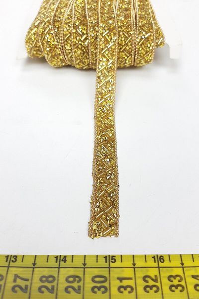 Hobigram Decorative Ribbon Gold Color Chain Iron-On Pipe Beaded Ribbon – Decorative Ribbon, Stylish Design