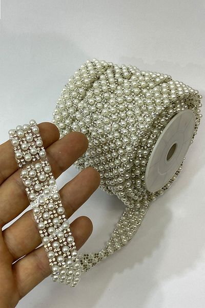 Hobigram Decorative Strip Pearl Iron-On Strip Applique 1 Mt – Decorative Strip, Stylish Design – Decorative Strip