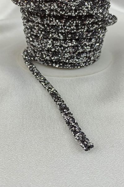 Hobigram Decorative Ribbon Smoked Gray Bead Embroidered Ribbon – Decorative Ribbon, Stylish Design, Women's Accessory – De