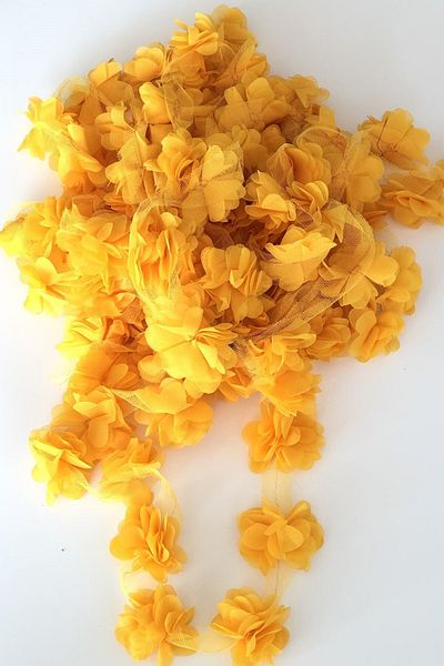 Hobigram Decorative Ribbon Dark Yellow Laser Cut Chiffon Tulle Flower – Decorative Ribbon, Stylish Design – Decorative She