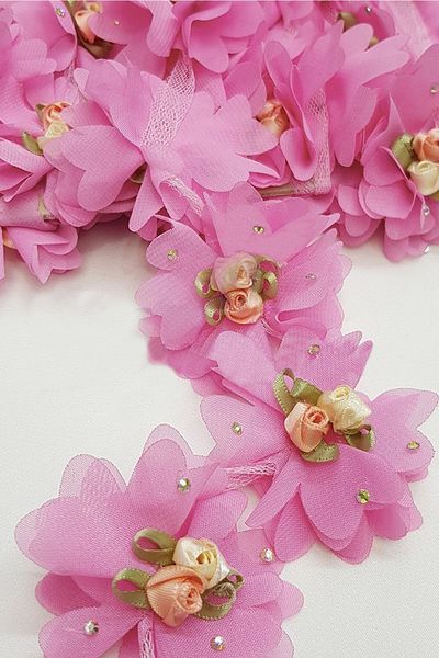 Hobigram Διακοσμητική κορδέλα Ροζ Laser Cut Satin Floral Κορδέλα – Διακοσμητική κορδέλα, Κομψό Σχέδιο – Διακοσμητική Κορδέλα