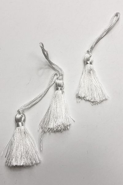 Hobigram Decorative Ribbon White Single Tassel 4 cm (10 Pieces) – Decorative Ribbon, Stylish Design, Women's Accessory