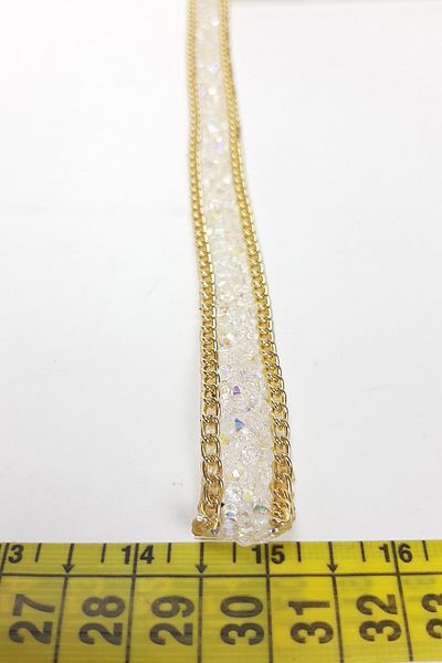 Hobigram Decorative Ribbon Transparent Gold Chain Iron-On Beaded Ribbon – Decorative Ribbon, Stylish Design –