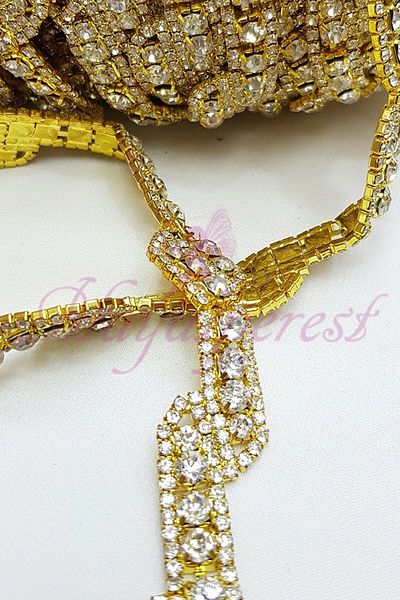 Hobigram Decorative Strip Gold Stone Metal Crystal Strip Border – Decorative Strip, Stylish Design – Decorative Strip