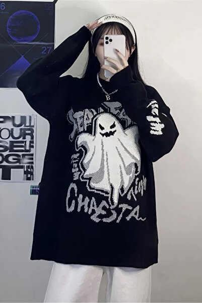 EFBUTİK Πλεκτό πουλόβερ μαύρο Ghost