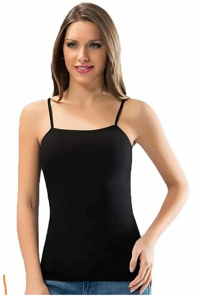 KOTA Women's Rope Strap Cotton Black Undershirt
