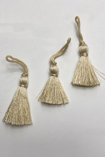 Hobigram Decorative Ribbon Beige Single Tassel 4 cm (10 Pieces) – Decorative Ribbon, Stylish Design, Women's Accessory –