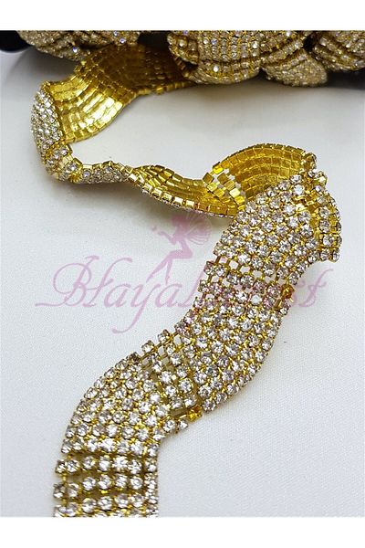 Hobigram Decorative Strip Yellow Wide Crystal Stone Strip Border – Decorative Strip, Stylish Design – Decorative Strip
