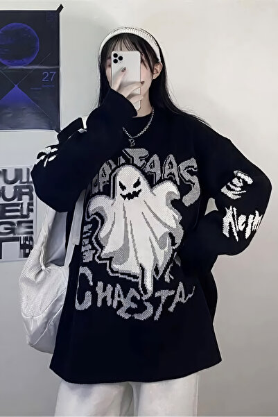 EFBUTİK Πλεκτό πουλόβερ μαύρο Ghost