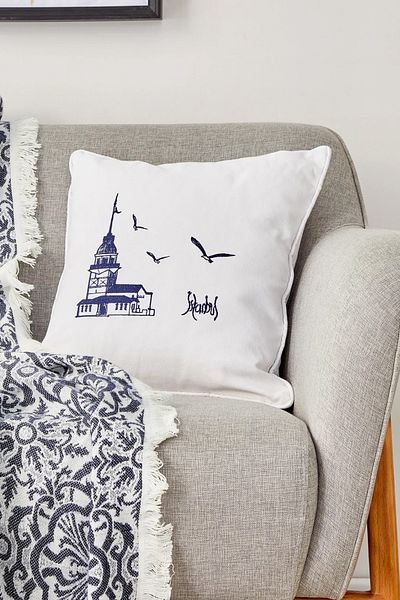 Karaca Home Aruncă pernă Indigo Maiden's Tower