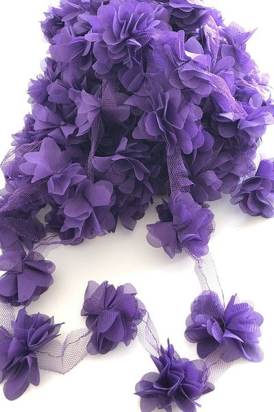 Hobigram Decorative Ribbon Purple Color Laser Cut Chiffon Tulle Flower – Decorative Ribbon, Stylish Design – Decorative She