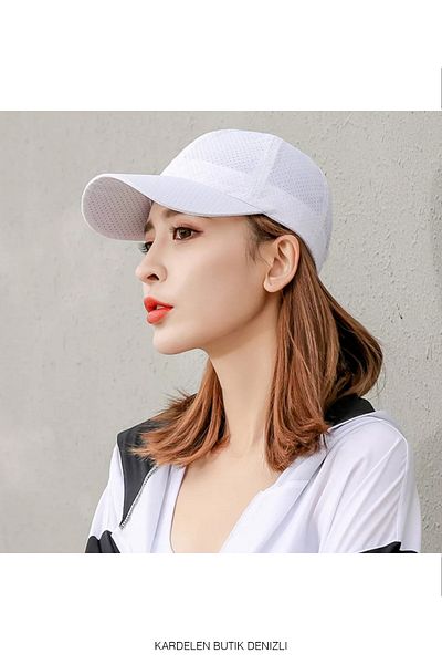Kardelen Butik Denizli Quick-Drying, mesh, micro Unisex Sun Hat (Golf, tennis, running, hiking and camping hat) White
