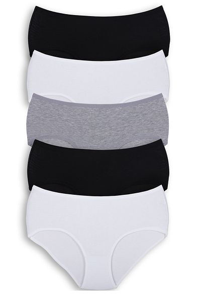 Humaone Μικτό γυναικείο βαμβακερό εσώρουχο Lycra 5 τεμαχίων μαύρο, λευκό, γκρι Bt1-a11