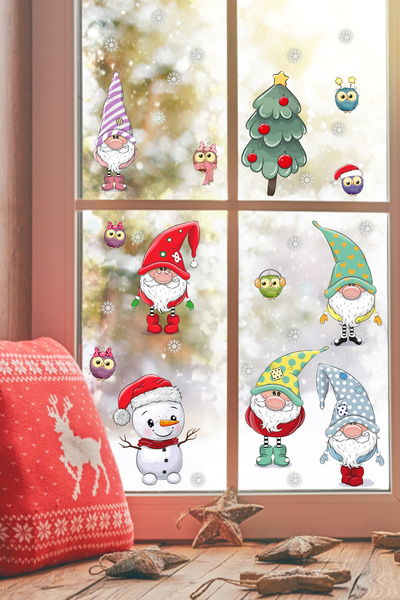 Echo Home ملصق عيد الميلاد عيد الميلاد التماثيل البومة رجل الثلج ونوارب الثلج...