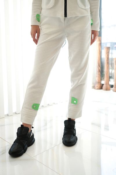 LAMANTE NEON DETAIL WHITE TROUSERS WITH ELASTIC WAIST