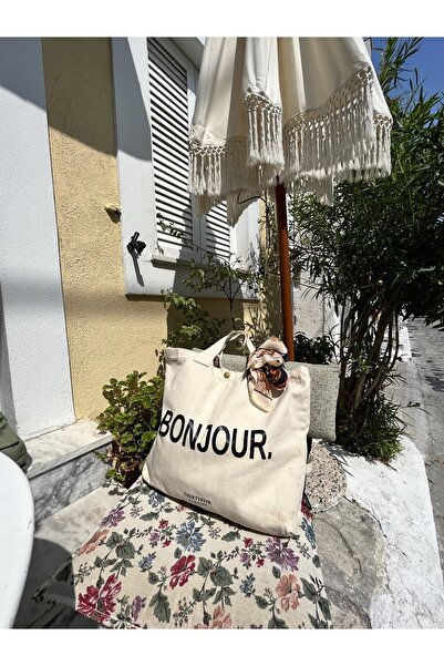 Wagna Kanvas Astarlı Shopping Bag Çanta 'Bonjour'