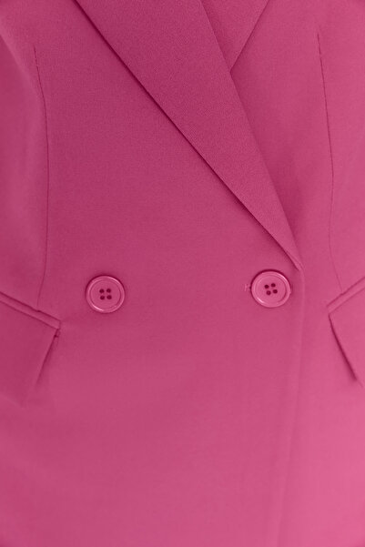 Trendyol Collection Fukszia normál bélésű, duplasoros záródású szőtt blézerkabát TWOSS20CE0059