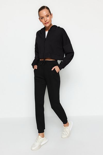 Trendyol Collection Μαύρη ραφή Λεπτομερή χοντρή πλεκτή φούτερ Παντελόνι TWOAW24EA00019