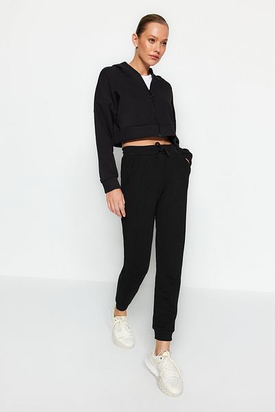 Trendyol Collection Μαύρη ραφή Λεπτομερή χοντρή πλεκτή φούτερ Παντελόνι TWOAW24EA00019