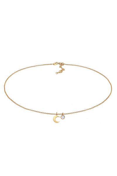 ELLI Halskette Choker Halbmond Astro Mondstein 925 Silber