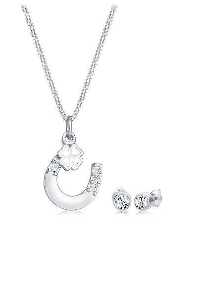 ELLI Schmuckset Hufeisen Kleeblatt Kristall 925 Gümüş