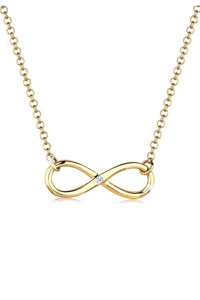 ELLI Damen-Halskette – Infinity und Diamant-Detail, 925er Sterlingsilber