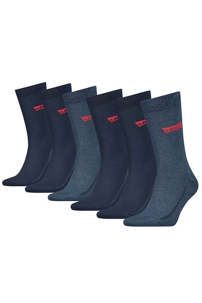 Levi's LEVI'S Herren Socken 6er-Pack – Fledermausflügel mit normaler Passform, ECOM, Logo, einfarbig