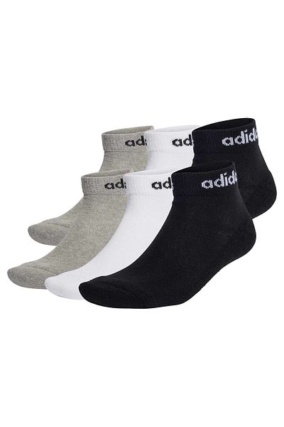 adidas Packung mit 6 Unisex-Viertelstrümpfen – Knöchelsocken mit linearen Kissen, Logo, Gepolstert und Einfarbig