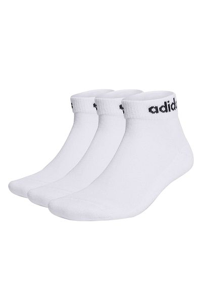 adidas Unisex Quarter Socken, 3er Pack - Linear Cushioned Ankle, Logo, gepolstert, einfarbig