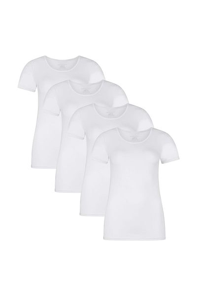 Bamboo Basics Damen T-Shirt KATE, 4er Pack - Unterhemd, Rundhals, Single Jersey