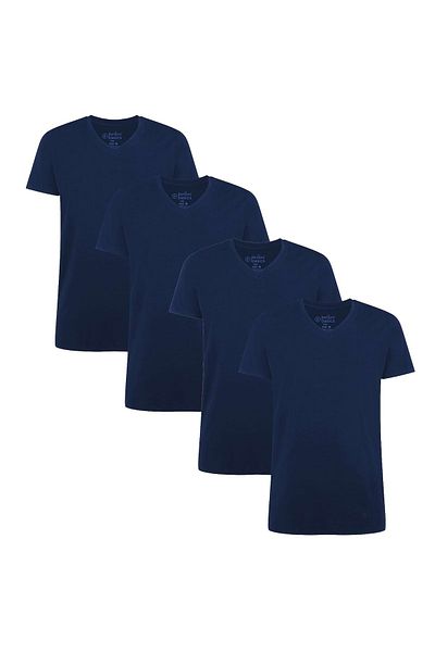 Bamboo Basics Herren T-Shirt VELO, 4er Pack - Unterhemd, V-Ausschnitt, Single Jersey