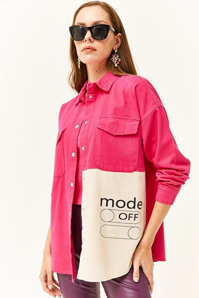 Olalook Γυναικείο πουκάμισο φούξια τσέπης, έγχρωμο, λεπτομερές βαμβακερό πουκάμισο γαμπαρντίνα GML-19001147