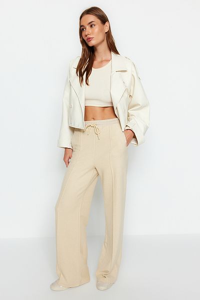 Trendyol Collection Stone Parachute Garni – Gerade geschnittene Jogginghose aus Strick mit detailliertem Muster TWOAW24EA00022