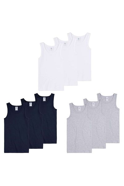 Sanetta 3er-Pack Jungen Unterhemden – Unterhemd, Basic, Bio-Baumwolle, Einfarbig