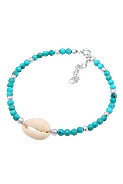 Nenalina 925 Silber Kauri Muschel Howlith Kugel - Bunt Strand Armband