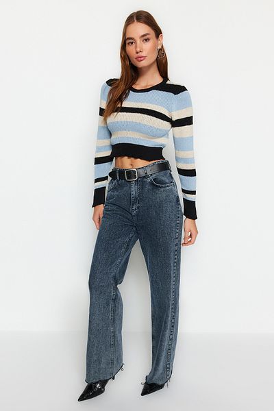 Trendyol Collection Sweter z dzianiny w kolorze czarnym, w kratkę TWOAW24KZ01227