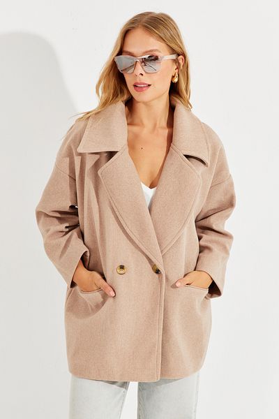 Cool & Sexy Women's Camel Oversize Eyebrow Coat QRS404