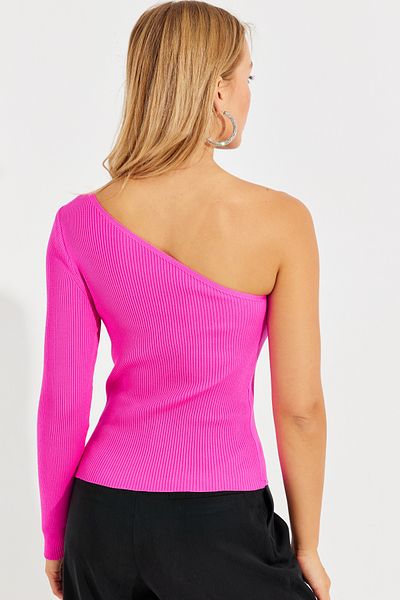 Cool & Sexy Women's Fuchsia One Shoulder Knitwear Blouse YV204