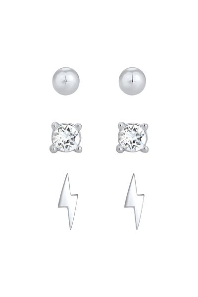 ELLI Ohrringe Stecker Kugel Blitz Kristall 3er Set 925 Silber