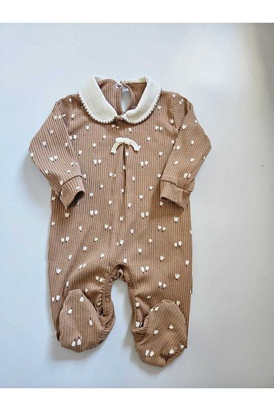 Necix's Tulip Patterned Soft Baby Girl Jumpsuit with Ribbed Booties