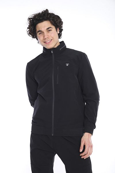NEED LİFE Men's Black Wrinkled Fabric Hood Removable Zippered Tracksuit Set