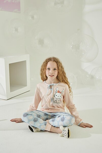 Sevim Set pijamale cu mânecă lungă pentru fete, somon C8T5N9O1