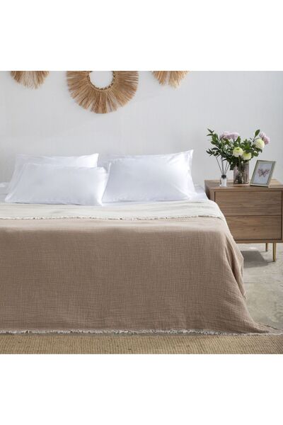 VICE VERSA HOME Kombin Müslin Pike Takımı – Açık Kahve / Beyaz