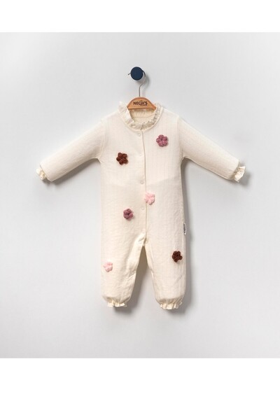 dubi baby Cream flore soft front snap fastener braided flower woven baby jump...