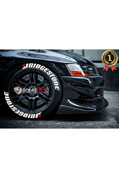 bombtire Bridgestone 2.5 cm Original Rubber Tire Lettering - 8 Pieces of Top Quality