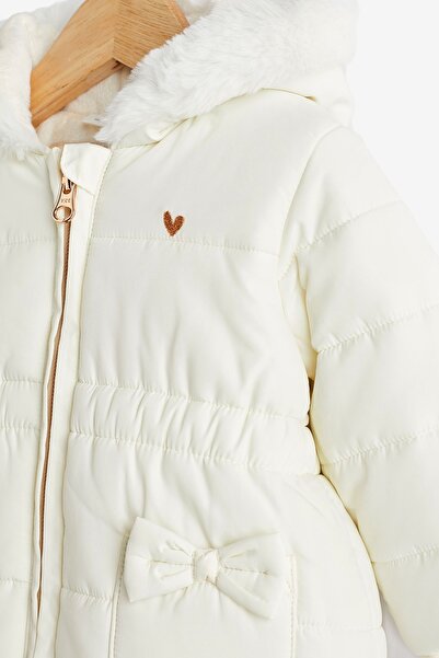 Next Baby White Waterproof Fleece Lined Hooded Jacket