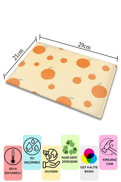 Postifull Cutting Board, Thick And Unbreakable Glass Print - Orange Theme, 21*30cm, Chopping Board