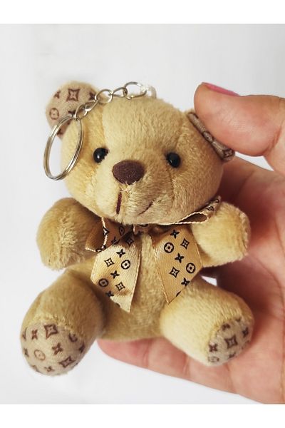 dudu kids Plush Teddy Bear Keychain - 9 Cm - Ribbon - Coffee - Bag Ornament - LoveDay Gift - Toy