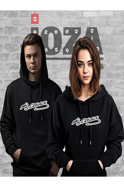 Joza Outdoors Women Men Unisex ATATÜRK signature Printed Dear Couple Combination Design Hooded Sweatshirt 2 Piece Set