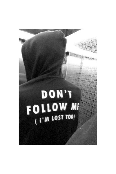 Gofeel Y2k Μαύρο Oversize Φούτερ με κουκούλα - Don't Follow Me Printed Gofeel
